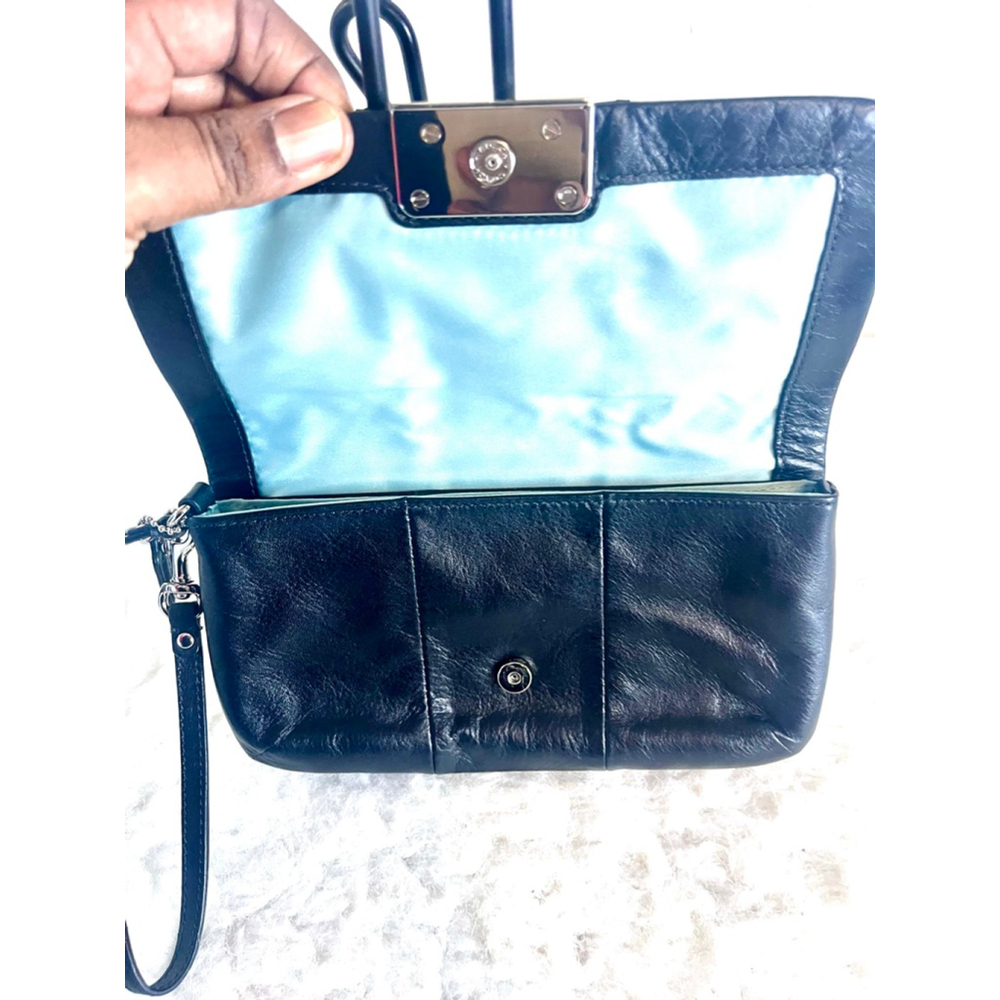 Coach Kristin Black Leather Buckle Flap Closure Clutch Wristlet Wallet - Picture 6 of 9